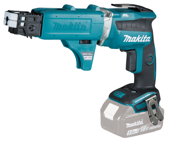 MAKITA Akkuruuvinväännin nauharuuvilisälaitteella LXT 18V DFS452ZJX3 - LXT Akkukonerungot - 088381869737 - 1