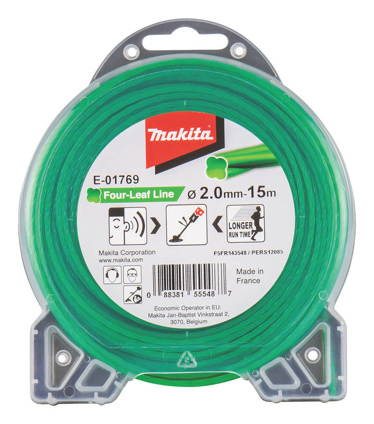 MAKITA Siima 2,0 mm x 15 m, neliapila, Makita E-01769 - Siimapäät ja siimat - 088381555487 - 1