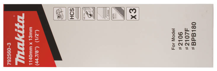 MAKITA Vannesahanterä HCS 13x0,5x1140 mm, 3kpl 792560-3 - Metallintyöstökoneiden tarvikkeet - 088381117517 - 1