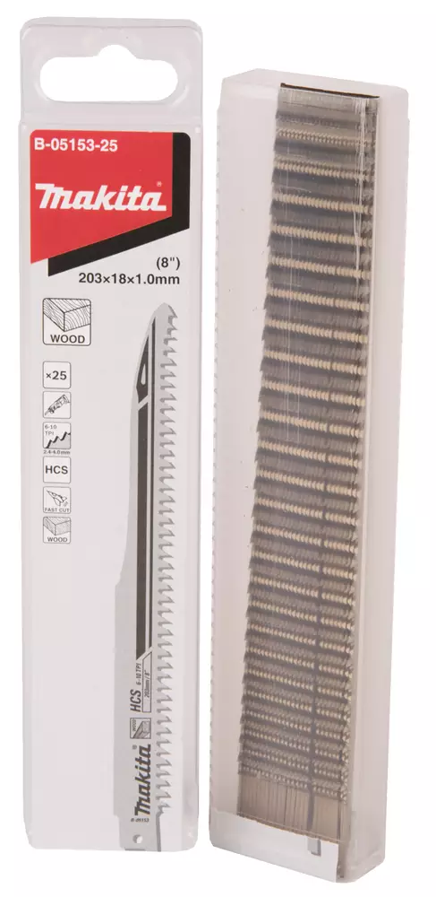 MAKITA Puukkosahanterä HCS 200 x 1,0 mm, Puu nopea sahaus, 25 kpl B-05153-25 - Makita Puukkosahanterät - 088381485937 - 1