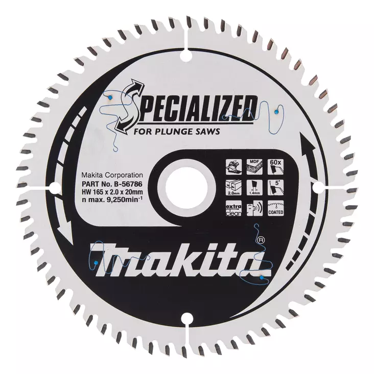 MAKITA Pyörösahanterä HM 165mm, Z-60 B-56786 - Makita Käsipyörösahojen terät - 088381495967 - 4