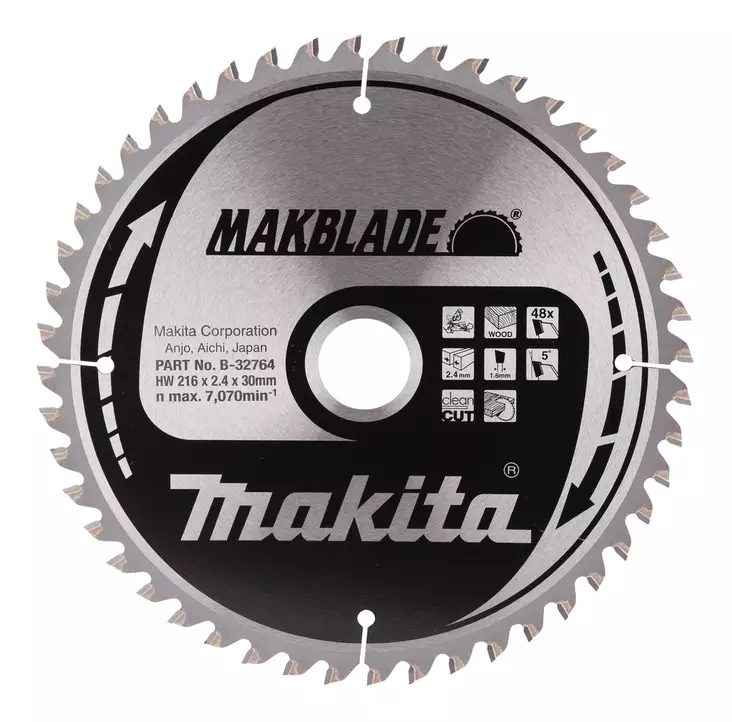 MAKITA Pyörösahanterä HM 216 mm, Z-48 B-32764 / B-08969 - Makita Jiiri- ja pöytäsahojen terät - 088381337007 - 5