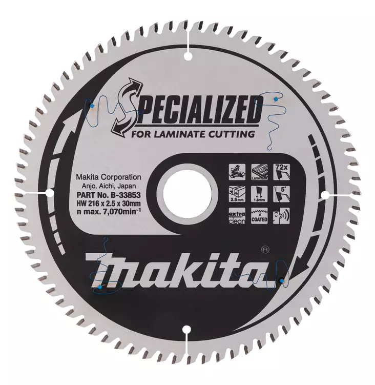 MAKITA Pyörösahanterä HM 216 mm, Z-72 B-33853 / B-29474 - Makita Jiiri- ja pöytäsahojen terät - 088381416627 - 4