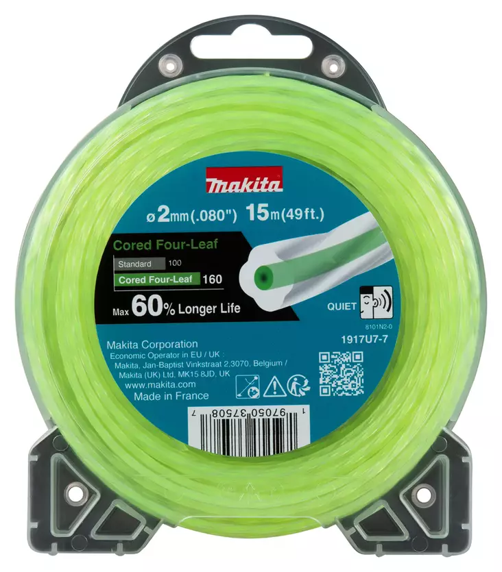 MAKITA Siima 2,0 mm x 15 m neliapila vahvistettu 1917U7-7 - Makita Siimapäät ja siimat - 197050375087 - 1