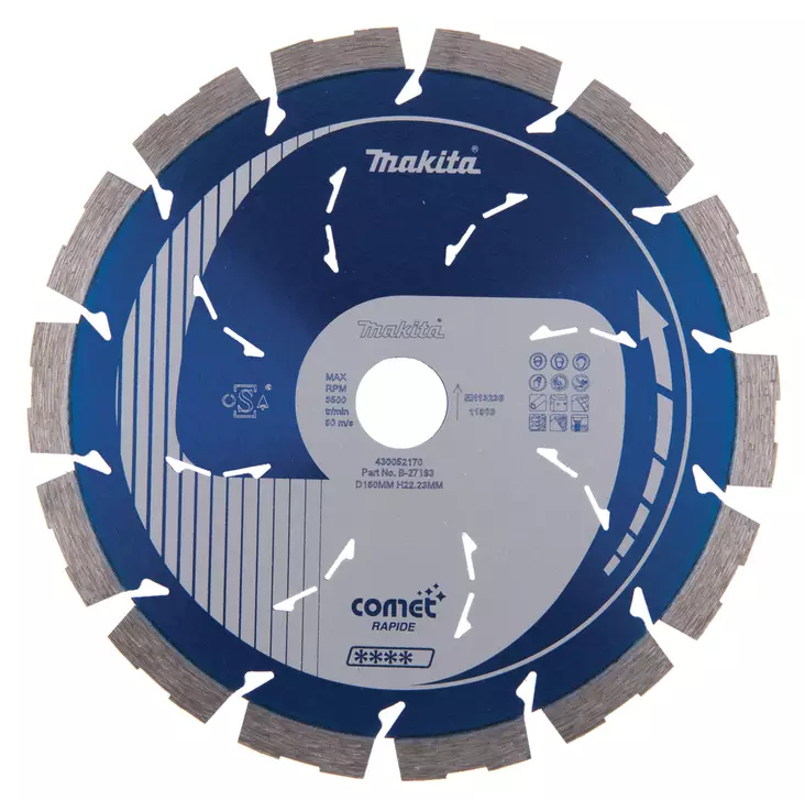 MAKITA Timanttikatkaisulaikka 180x22,23mm, Comet Rapid, segmenttikorkeus 10mm, jäähdytysreiät B-27193 - Makita Timanttilaikat, -kupit ja terät - 088381411127 - 1