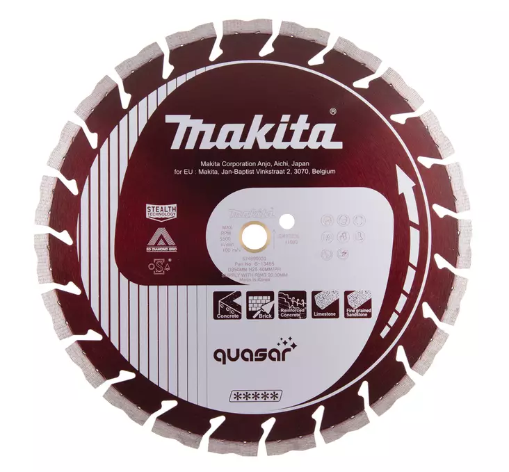 MAKITA Timanttikatkaisulaikka 350mm, Quasar segmenttikorkeus 12mm, Stealth, 3DDG B-13465 - Makita Timanttilaikat, -kupit ja terät - 088381359177 - 1