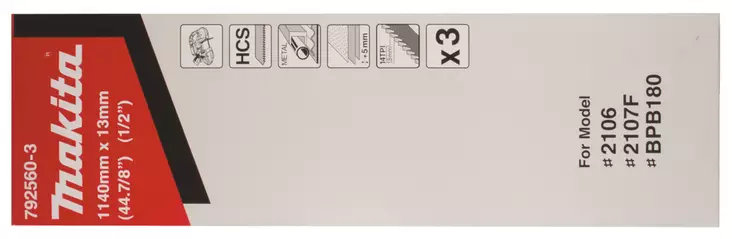 MAKITA Vannesahanterä HCS 13x0,5x1140 mm, 3kpl 792560-3 - Makita Metallintyöstökoneiden tarvikkeet - 088381117517 - 1