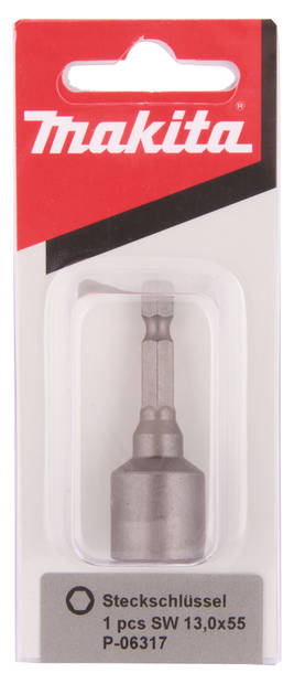 MAKITA Kuusiohylsy 13 x 55 mm - 1/4" P-06317 - Konekärjet ja bitsinpitimet - 088381947008 - 2