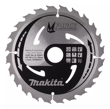 MAKITA Pyörösahanterä HM 190 mm, Z-24 B-32041 / B-08056 - Makita Käsipyörösahojen terät - 088381336048 - 4