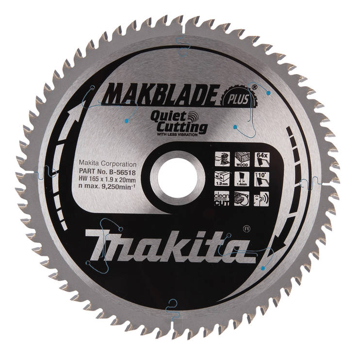 MAKITA Pyörösahanterä HM 165 mm, Z-64 B-56518 - Jiiri- ja pöytäsahojen terät - 088381490528 - 4
