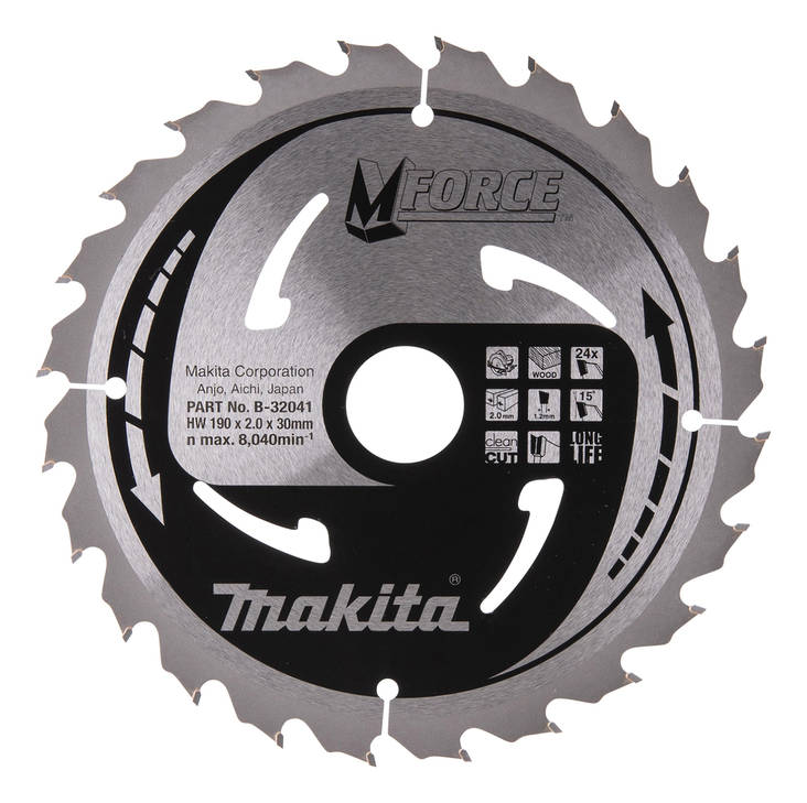 MAKITA Pyörösahanterä HM 190 mm, Z-24 B-32041 / B-08056 - Käsipyörösahojen terät - 088381336048 - 4