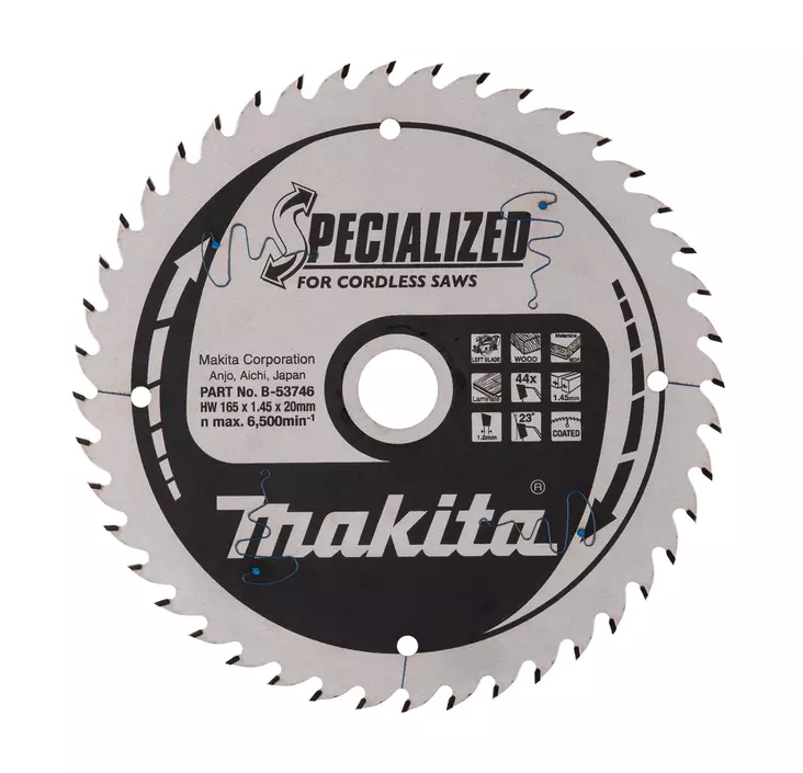 MAKITA Pyörösahanterä HM 165 mm, Z-44 B-53746 / B-53724 - Makita Käsipyörösahojen terät - 088381473958 - 5
