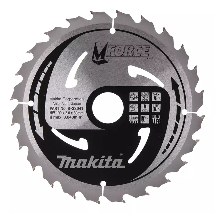 MAKITA Pyörösahanterä HM 190 mm, Z-24 B-32041 / B-08056 - Makita Käsipyörösahojen terät - 088381336048 - 4