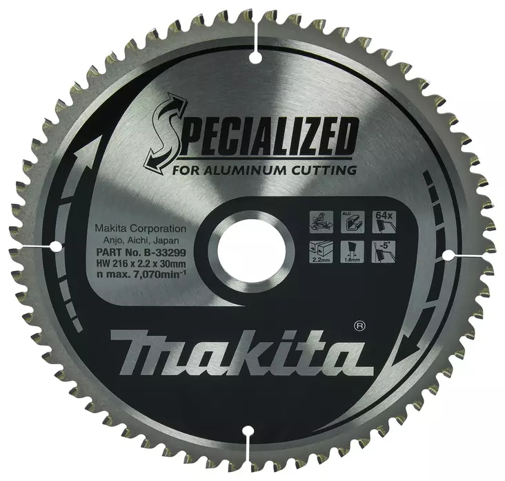 MAKITA Pyörösahanterä HM 216 mm, Z-64 B-33299 - Makita Jiiri- ja pöytäsahojen terät - 088381422178 - 5