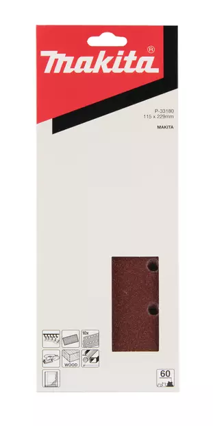MAKITA Hiomapaperi tarrakiinnitys 115 x 232 K60, 10 kpl P-33180 - Makita Hiomapaperit - 088381961349 - 2