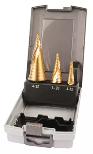 MAKITA Porrasporanteräsarja Tin-pinnoite 4 - 32 mm, 3-osaa D-41872 - Makita Poranterä- ja konekärkisarjat - 088381404679 - 1