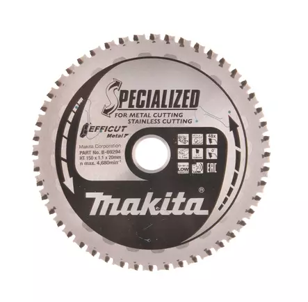MAKITA Pyörösahanterä HM 150x20 mm, Z-48 ruostumattomalle, EFFICUT B-69331 - Makita Käsipyörösahojen terät - 088381548199 - 1