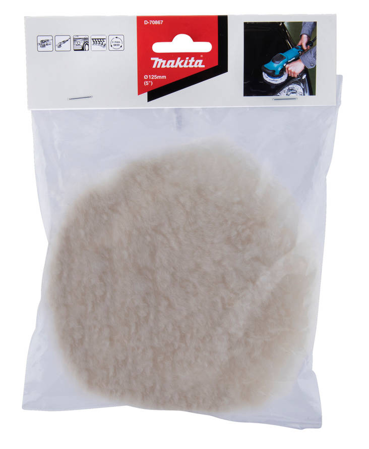 MAKITA Kiillotusmoppi villaa 125 mm kiillotukseen. Velcro -tarrakiinnitys D-70867 - Kiillotuskoneet ja tarvikkeet - 088381557689 - 1