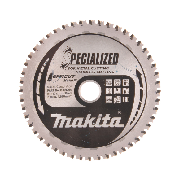 MAKITA Pyörösahanterä HM 150x20 mm, Z-48 ruostumattomalle, EFFICUT B-69331 - Käsipyörösahojen terät - 088381548199 - 1