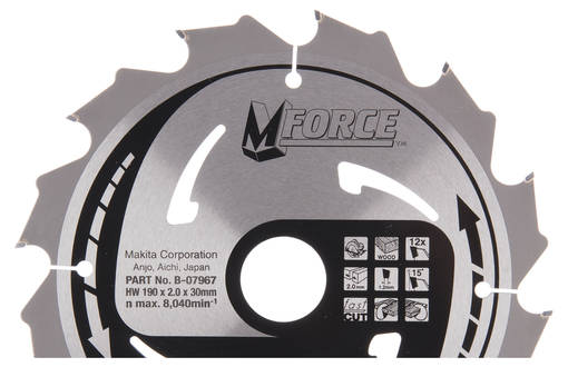 MAKITA Pyörösahanterä HM 190 mm, Z-12 B-31974 / B-07967 - Käsipyörösahojen terät - 088381335959 - 2