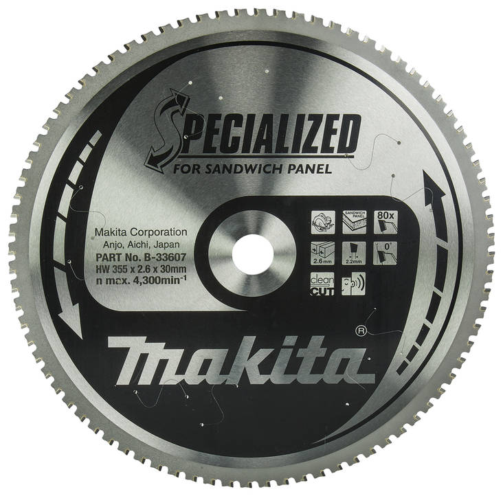 MAKITA Pyörösahanterä HM 355 mm, Z-80 B-33607 - Käsipyörösahojen terät - 088381422499 - 4