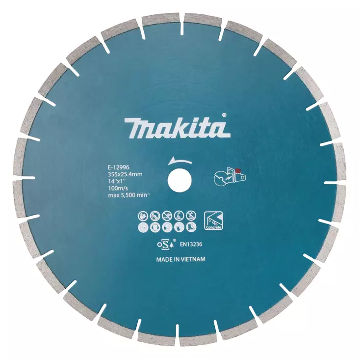 MAKITA E-12996 / E-23226 Timanttikatkaisulaikka 355x25,4/20 mm, segmenttikorkeus 8 mm - Makita Timanttilaikat, -kupit ja terät - 088381590099 - 1