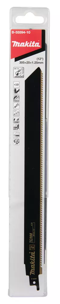MAKITA Puukkosahanterä 305 x 1,25 mm, metalli, 10 kpl B-55594-10 - Makita Puukkosahanterät - 088381529129 - 1
