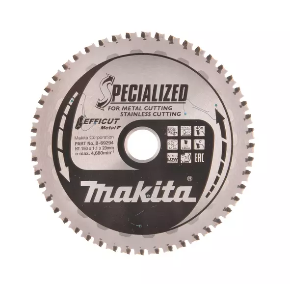MAKITA Pyörösahanterä HM 150x20 mm, Z-48 ruostumattomalle, EFFICUT B-69331 - Makita Käsipyörösahojen terät - 088381548199 - 1