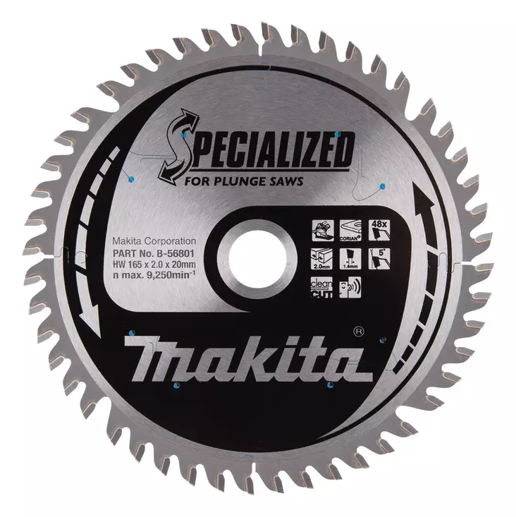 MAKITA Pyörösahanterä HM 165 mm, Z-48 B-56801 / B-56742 - Makita Käsipyörösahojen terät - 088381534819 - 5