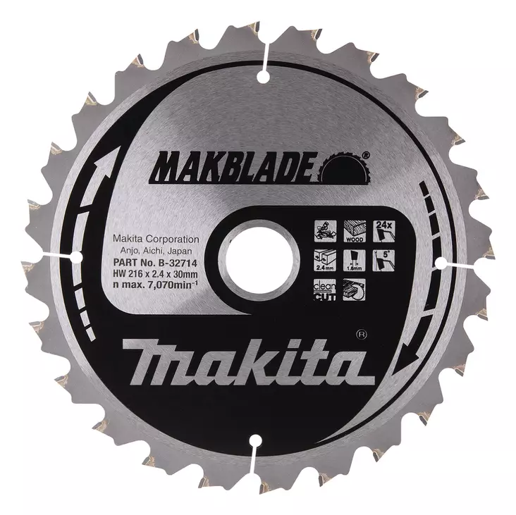 MAKITA Pyörösahanterä HM 216 mm, Z-24 B-32714 / B-08903 - Makita Jiiri- ja pöytäsahojen terät - 088381336949 - 5