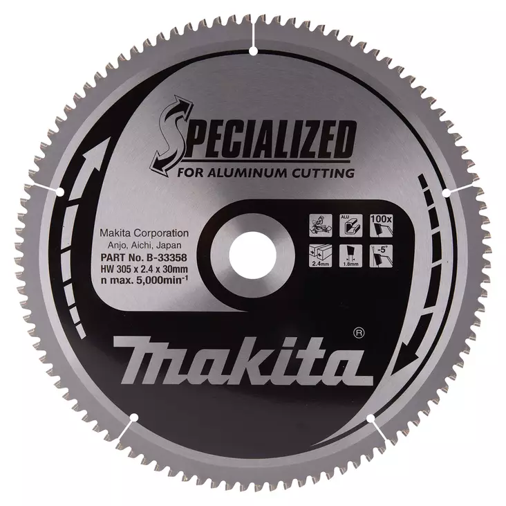MAKITA Pyörösahanterä HM 305 mm, Z-100 B-33358 / B-09684 - Makita Jiiri- ja pöytäsahojen terät - 088381422239 - 4