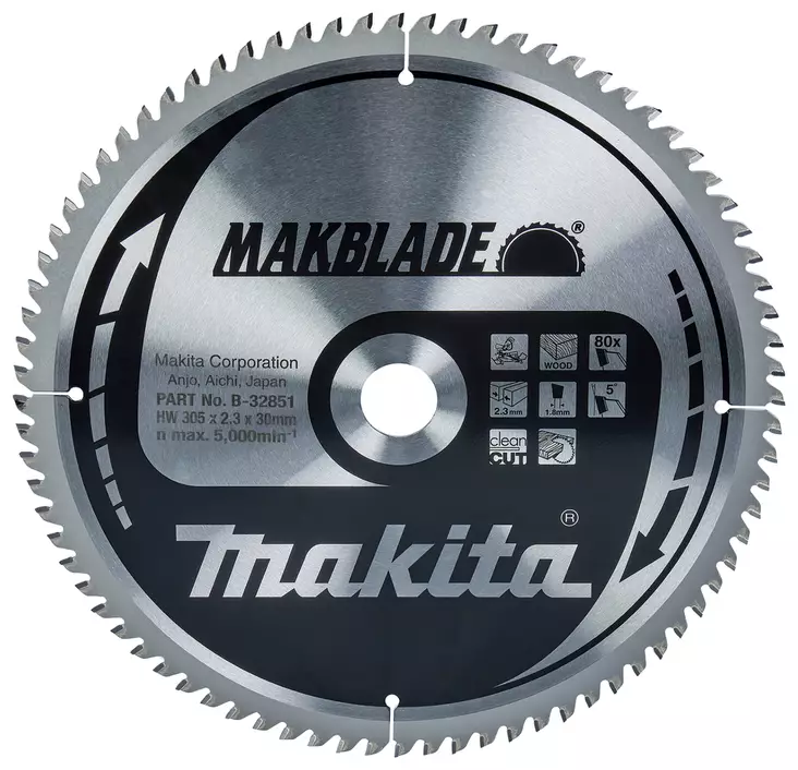 MAKITA Pyörösahanterä HM 305 mm, Z-80 B-32851 / B-09086 - Makita Jiiri- ja pöytäsahojen terät - 088381421669 - 5