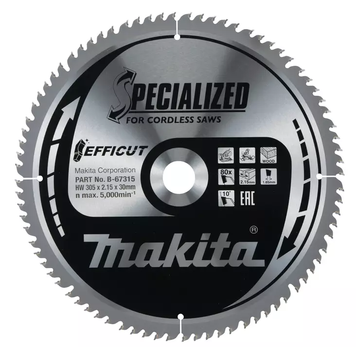 MAKITA Pyörösahanterä HM 305 mm, Z-80 B-67315 - Makita Jiiri- ja pöytäsahojen terät - 088381541039 - 5