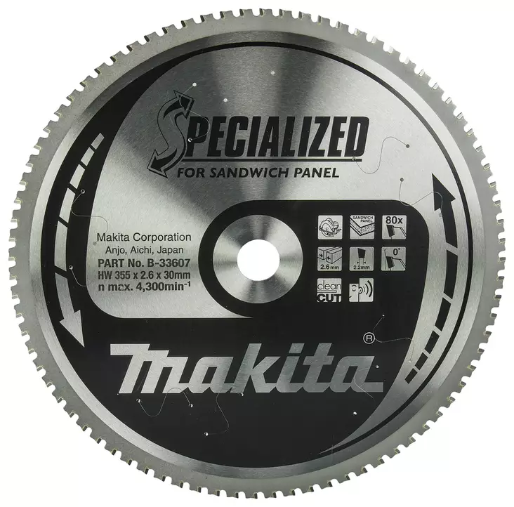 MAKITA Pyörösahanterä HM 355 mm, Z-80 B-33607 - Makita Käsipyörösahojen terät - 088381422499 - 4